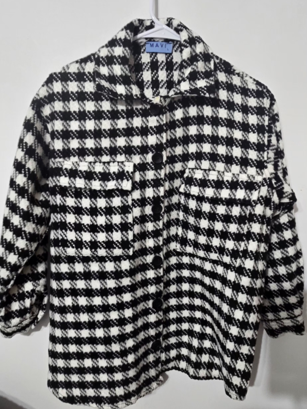 Mavi Women's Black & White Houndstooth Shacket